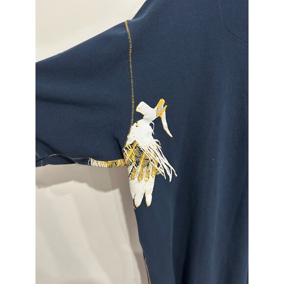 Pepe Jeans London Polo Shirt Navy Gold Sz 4XL Embroidered Native American Chief - Picture 8 of 10